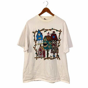 Vintage single stitch 1990s Powerpro by oreita‎ birdhouse screen print jeweled